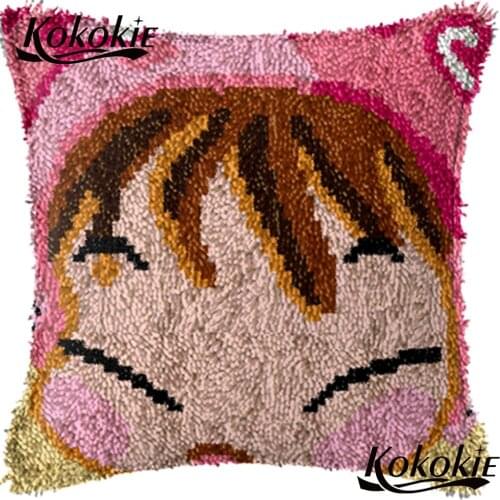 Latch hook rug pillow kits cartoon 3d mat set canvas cushion embroidery Handmade cross stitch kits embroidery needlework sets