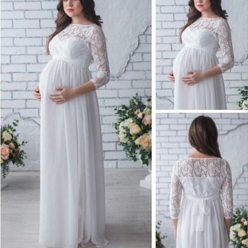 2021 NEW European And American Long-Sleeved Lace Fight Press Pregnant Women Sexy Loose Tail One-Piece Dress For Pregnant Women
