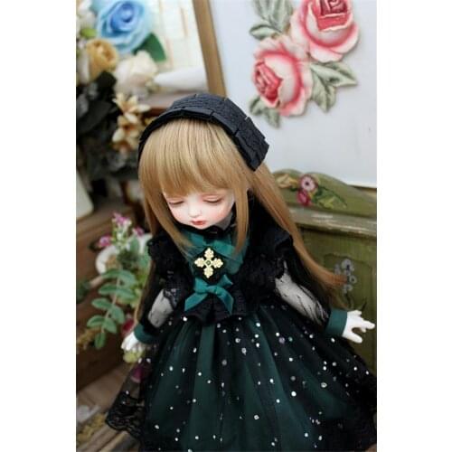 BJD Doll clothes suitable for 1/3 1/4 1/6 Blythes Size Dark Green Vintage Dark Black Dress Doll Fittings (Skirt + Tiara)