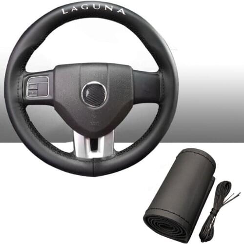 15 Inch Genuine Leather Braided Steering Wheel Cover for Renault Laguna Car Interior Accessories