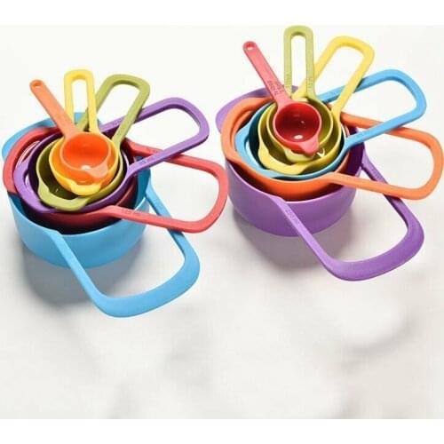 Plastic Measuring Spoons 6 Pcs Set Kitchen Measuring Cup Rainbow Color Stackable Combination Measuring Kitchen Accessories Tool