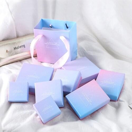 1pc Mutli Size Gradient Pink Blue Gift Box Gifts Bag Watch Necklace Jewelry Boxes Wedding Party Favors Decors Home Storage Box