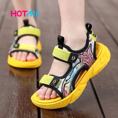 2021 Brand Kids Sandals For Boys Beach Shoes Breathable Flat Sandals Summer PU Leather Children Outdoor Shoes Size 29-38 0173