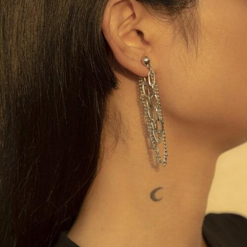 Meetvii Punk Tassel Metal Chain Drop Earrings Vintage Rock Geometric Gold&SIlver Color Chic Bar Pendant Earrings Party Bijoux