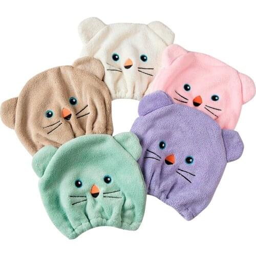 Shower Cap Hair Drying Hat Head Wrap Cap Bathing Super Absorbent Soft Velvet Shower Cap For Adults Woman Bathroom Supplies#W