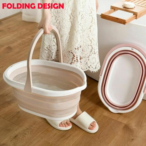 Foldable Mop Bucket Collapsible Portable Wash Basin Dishpan With Handle For Folding Mop Bucket