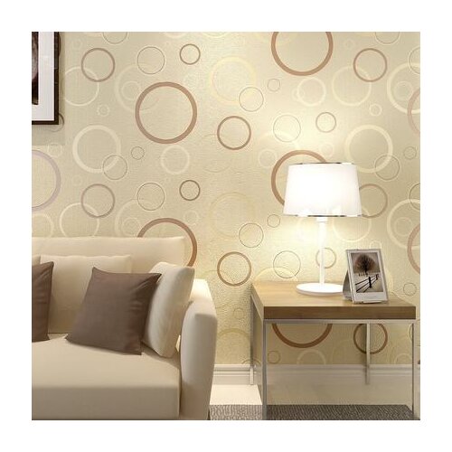 Modern Minimalist 3D Circle Wallpaper Green Suede Non-woven Bedroom Living Room TV Background Wall Paper