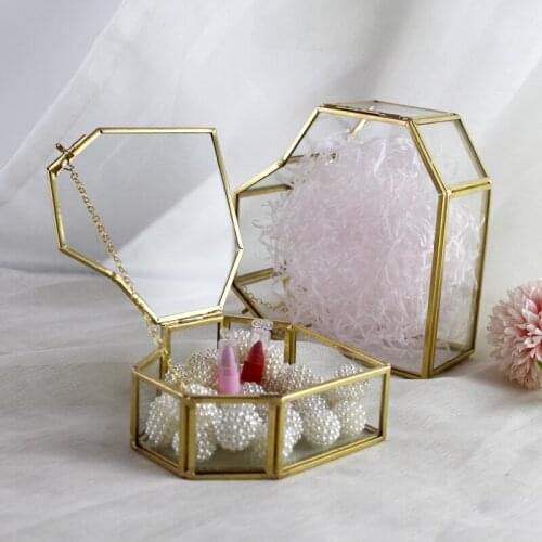 Love Heart Shaped Glass Ring Box Storage Box Terrarium Jewelry Box Geometric Gift Box Transparent