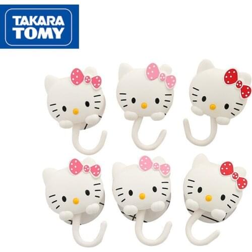 TAKARA TOMY Cartoon Hello Kitty Home Cute Bathroom Tile Glass Suction Cup Hook Powerful Vacuum Suction Wall Type
