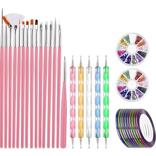 3 Colors Pink White Black Nail Dotting Pen Nail Stripping Tape Line Nail Brush for Manicure Gel Brush Nail Art tools