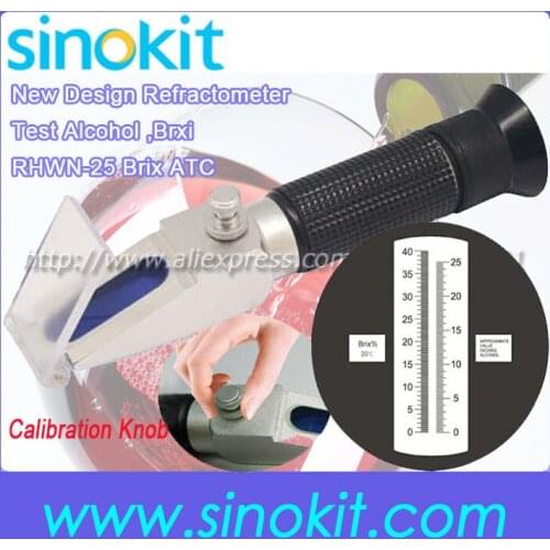 Wine :0-25%VOL,0-40%Brix New Design Calibration knob refractometer with CE RHWN-25 Brix ATC