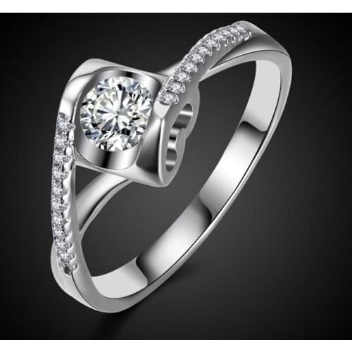 Jewellery White gold-color Filled Rings For Women Wedding Jewelry Bijoux zirconia vintage lady Engagement Bague Bijouterie