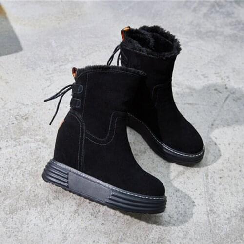 High Top Winter Shoes Women Snow Boots Platform Sneakers Winter 2020 New Female Casual Shoes Black Ankle Boots Wedges