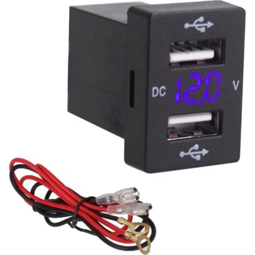 1Pcs 5V 4.2A For Toyota Dual USB Car Charger Fast Charging 2 USB Port Auto Adapter LED Voltmeter Socket For Honda 12-24V