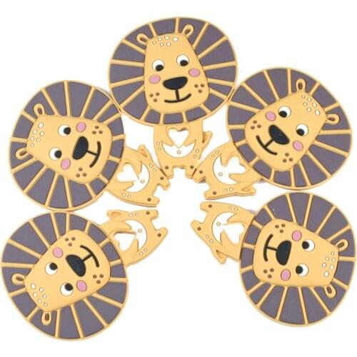 1 PC Silicone Animal Teether Lion Shape Newest Animals Lion Teether For Teeth DIY Teething Pacifier Clips Food Grade Tiny Rod