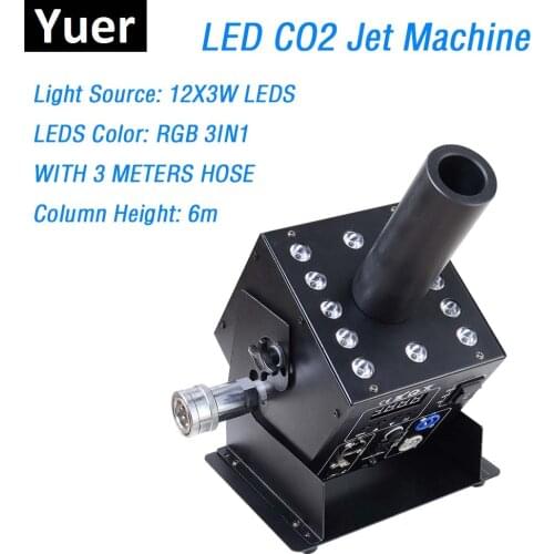 1 Pack CO2 Jet Machine 12X3W RGB Full Colors LED CO2 Jet Cannon Stage Dj Effect Lights Built In 3 Meters Hose DMX512 Control