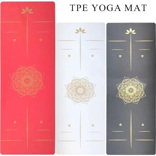 2021 New Listing TPE 6MM Yoga Mats Fitness Non-slip Losing weight Sports Mat Pad Hot Stamping Position Line Equipment For Home