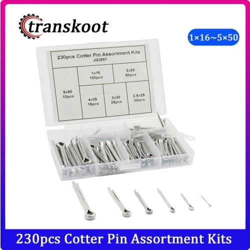230pcs Assortment Kits M1 M2 M2.5 M3 M4 M5 Split Cotter Fastening Pins Kits