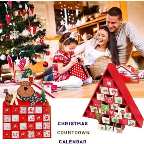 24 Drawers Wooden Christmas Advent Countdown Calendar Christmas Home Decoration Box Candy Gift Boxes