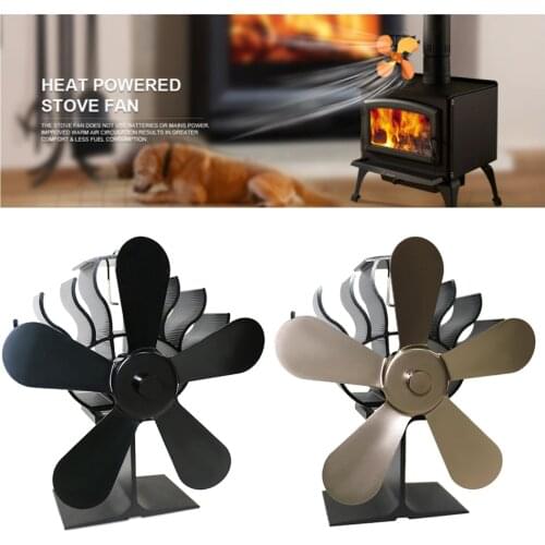 5 Blades Heat Powered Stove Fan Log Wood Burner Fireplace Quiet Operation Home Fan Efficient Heat Distribution Fan