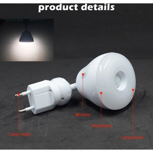 AC220V 2W US E27 EU Plug PIR Infrared Motion Sensor Lamp Door Stairs LED Bulb 360 Degree Rotatable Garage Warehouse Night Light