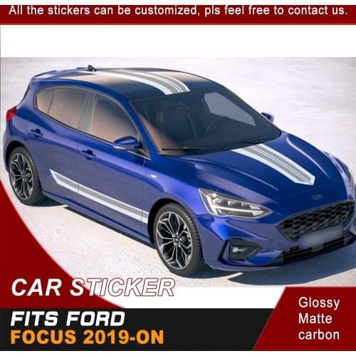 Car Decals Roof and Hood Scoop and Side Body Stripe Graphic Vinyl Sticker Cool Car Sticker Custom Fit for Ford Focus 2019 On