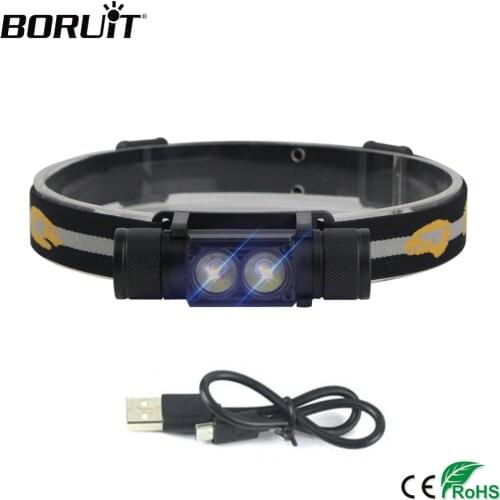 BORUiT XP-G2 LED Mini Headlamp High Power 1000lm Headlight 18650 Rechargeable Head Torch Camping Hunting Waterproof Flashlight