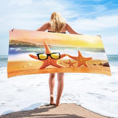 Quicky-Dry Microfiber Bath Towel Beach Tropical Printed Sea Star Towel Large Sport Towel Camping Accessories Bigini CoverupTowel