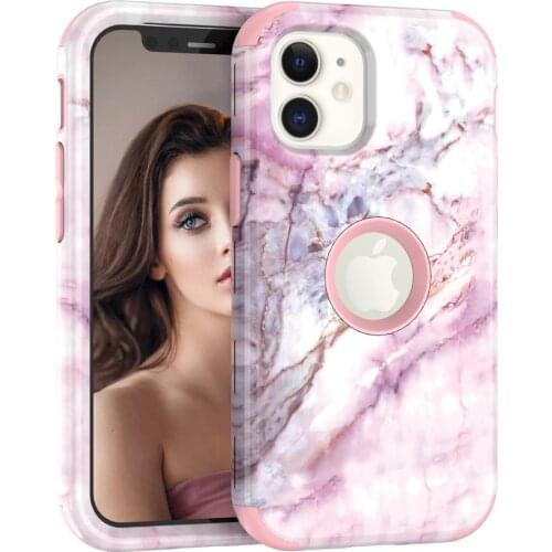 3 in 1 Marble phone case For iphone 11 12 pro max case shockproof protection For iphone X XR XS MAX 6 7 8 plus case cover capa