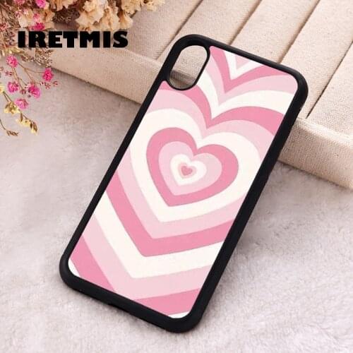 Iretmis 5 5S SE 2020 Phone Cover Case for iPhone 6 6S 7 8 Plus X Xs XR 11 12 Mini Pro Max Rubber Silicone Baby Pink Latte Love