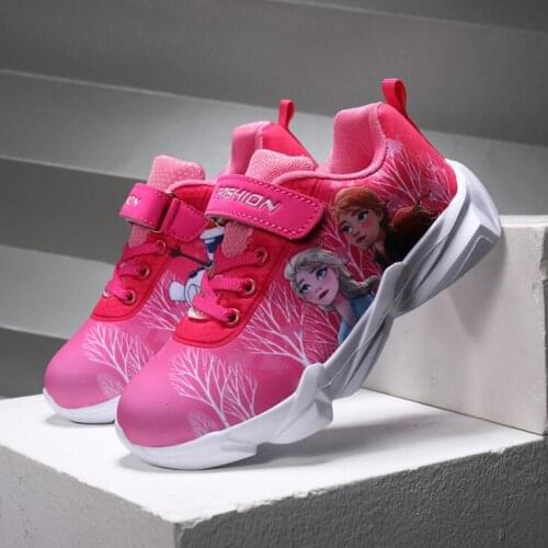 Frozen Children Sneakers for Girls 2021 New Girls Princess Shoes Kids Fashion Cartoon Disney Elsa Anna Sport Shoe Running