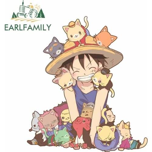 EARLFAMILY 13cm x 11.6cm For ONE PIECE Car Stickers Cartoon Decal Anime Waterproof Personality Creative For JDM SUV RV Decor