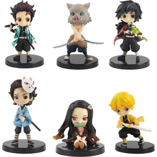 3pcs/set QPosket Demon Slayer Kimetsu No Yaiba Nezuko Zenitsu Tanjirou Giyuu Inosuk Action Figure PVC Model Toy