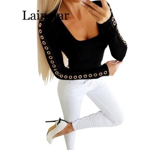 Elegant Women Long Sleeve T-Shirts for Streetwear Corn Eye Patchwork Design Hollow Out Square Collar Solid Autumn Pullover Top