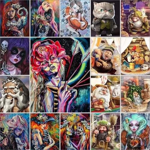 Full square cuadros 5d diamond painting kit set Fox woman color cat complet embroidery dirll drawing Cross stitch mosaic 3D DIY
