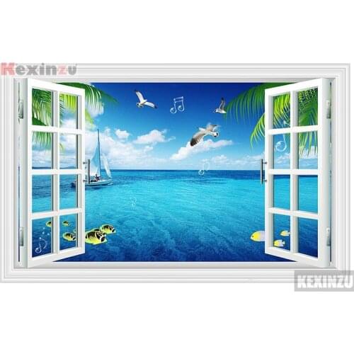 Kexinzu Full Square/Round 5D Diy Diamond Painting Cross Stitch "Window Scenery " Diamond 3D Embroidery Mosaic Home Decor 045