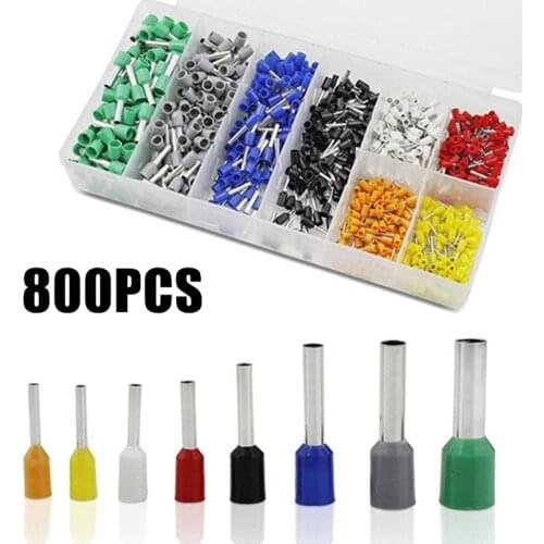 800PCS Insulated Cord End Terminal Cable Crimp Connectors Assortment Kit 0.5-6mm2 AWG 22-10 Wire End Ferrules