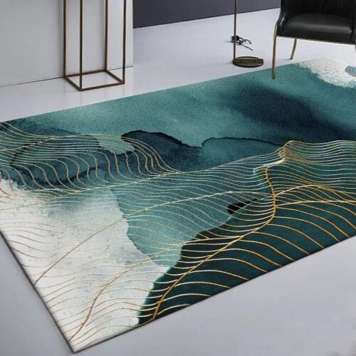 Chinese Ink Painting Carpet Geometric Lines Printed Tapis Soft Carpets For Living Room Anti-slip Rug Floor Mat Home Decor