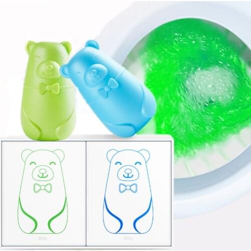Cute Bear Blue Bubble Toilet Cleaner Magic Automatic Flush Toilet Cleaner Helper Blue Bubble Cleaning Deodorizes For Bathroom