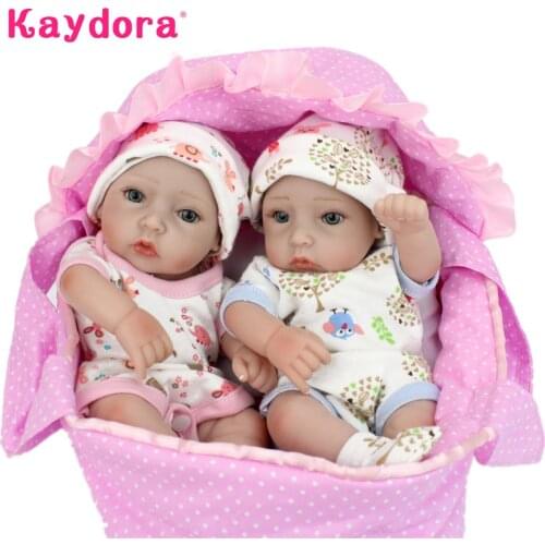 Cute Bebes Silicone Reborn Dolls 10 inch 25cm Adorable Mini Handmade DIY reborn doll Twins Christmas gift baby girl boy Kaydora