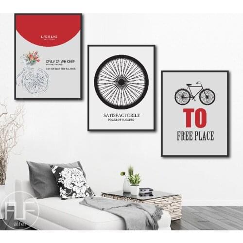 Nordic Minimalist Bicycle Letter Canvas Painting Abstract Posters And Prints Home Decoration Art Wall Pictures For Bedroom