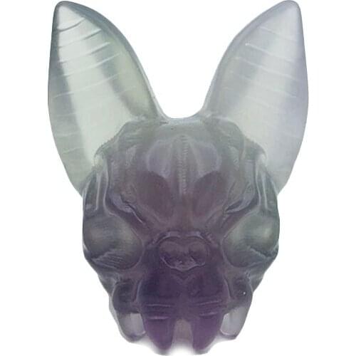 Natural Rainbow Fluorite Carved Crystal Skull Quartz Figurine Healing Crystals Skull Decor Feng Shui Lucky Gift