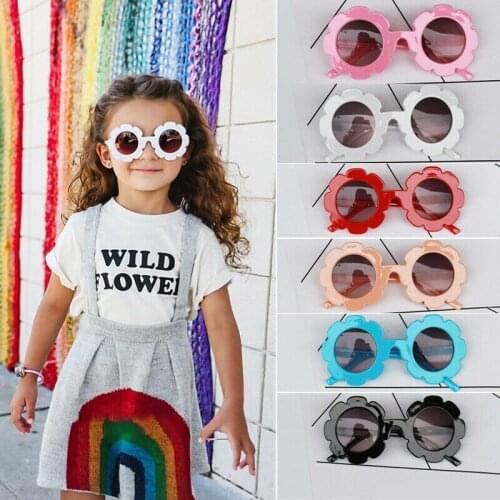 New Fashion Kids Sunglasses Flower Boys Girls Round Glasses Children Baby Plastic Eyewear