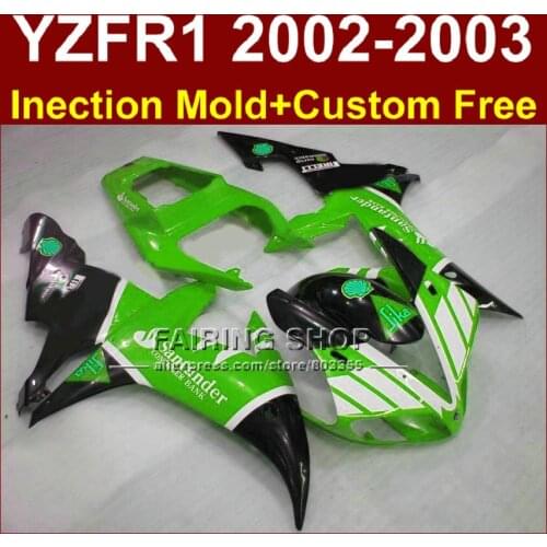 Green Sika body parts for YAMAHA YZF R1 2002 2003 moid fairings yzf r1 02 03 YZF1000 02 03 custom fairing kits+7Gifts