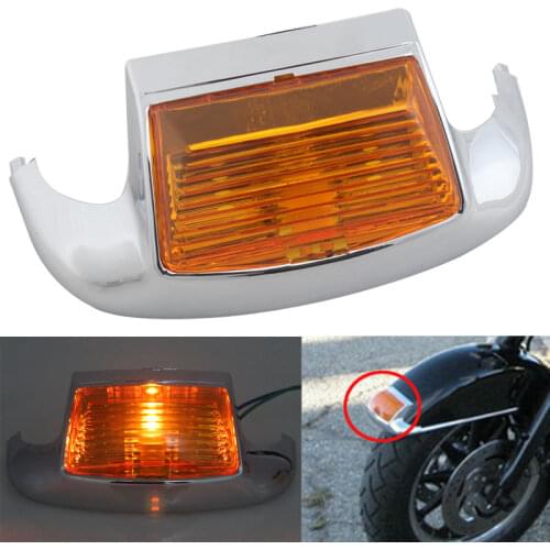 Motorcycle Front Fender Tip Light Leading Edge Fender Driving Brake Light Amber For Harley FLSTC Heritage Softail FLHT FLHTCU