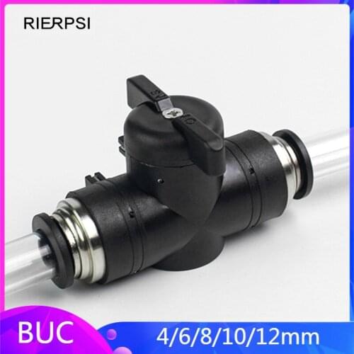 BUC 4/6/8/10/12mm Pneumatic Push In Quick Joint Connector Hand Valve To Turn Switch Manual Ball Current-limiting