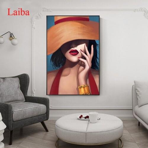 Full square diamond painting Realistic abstract girl pictures for embroidery round diamond mosaic paintings wall stickers