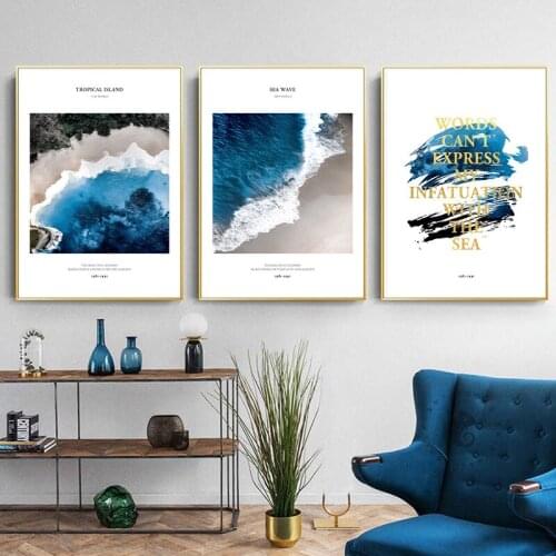 Scandinavian Tropical Landscape Posters Modern Prints Blue Sea Beach Wall Art Canvas Painting Nordic Decor Picture Living Room