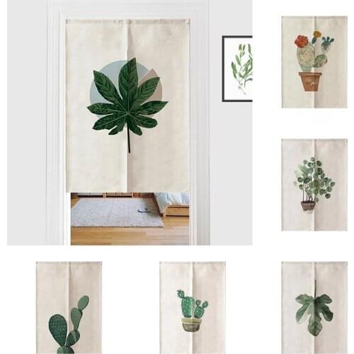 Simple Plant Cloth Curtain Kitchen Bathroom Partition Curtain Bedroom Decorative Half Panel Curtain Doorway Hanging Curtain