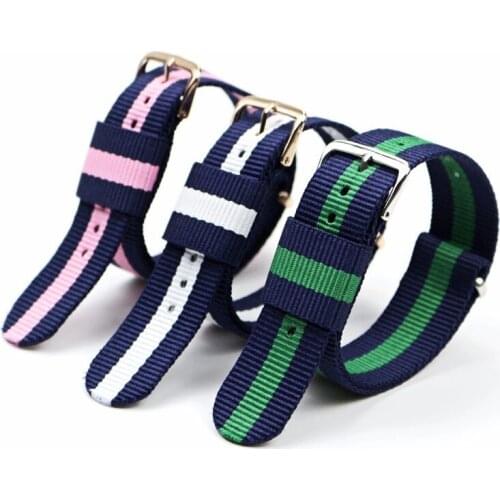 The new18mm 20mm nylon watch band dw style silver pin buckle braided band watch band for men and women